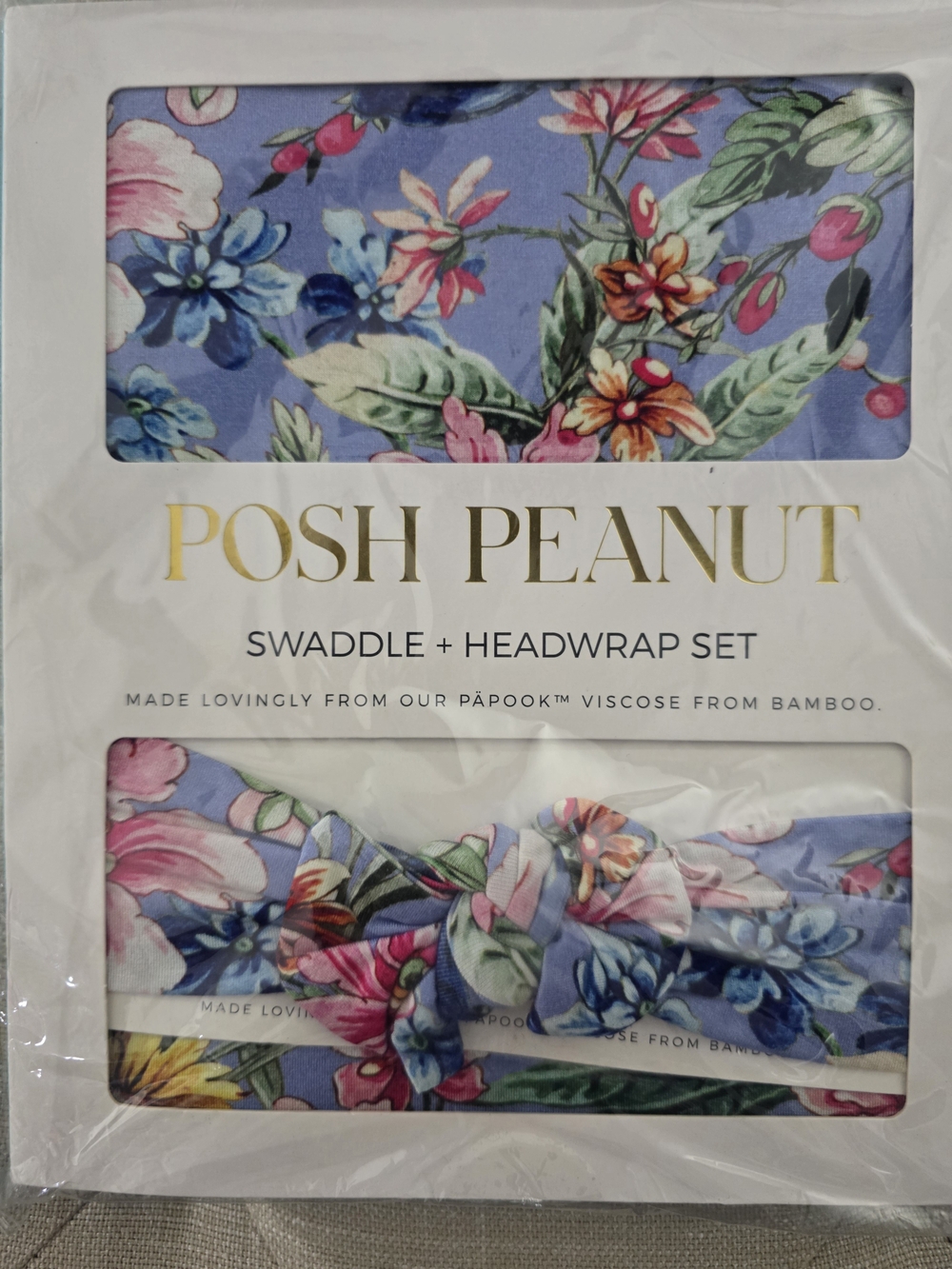Posh Peanut Lavender Floral Swaddle & Headwrap Set